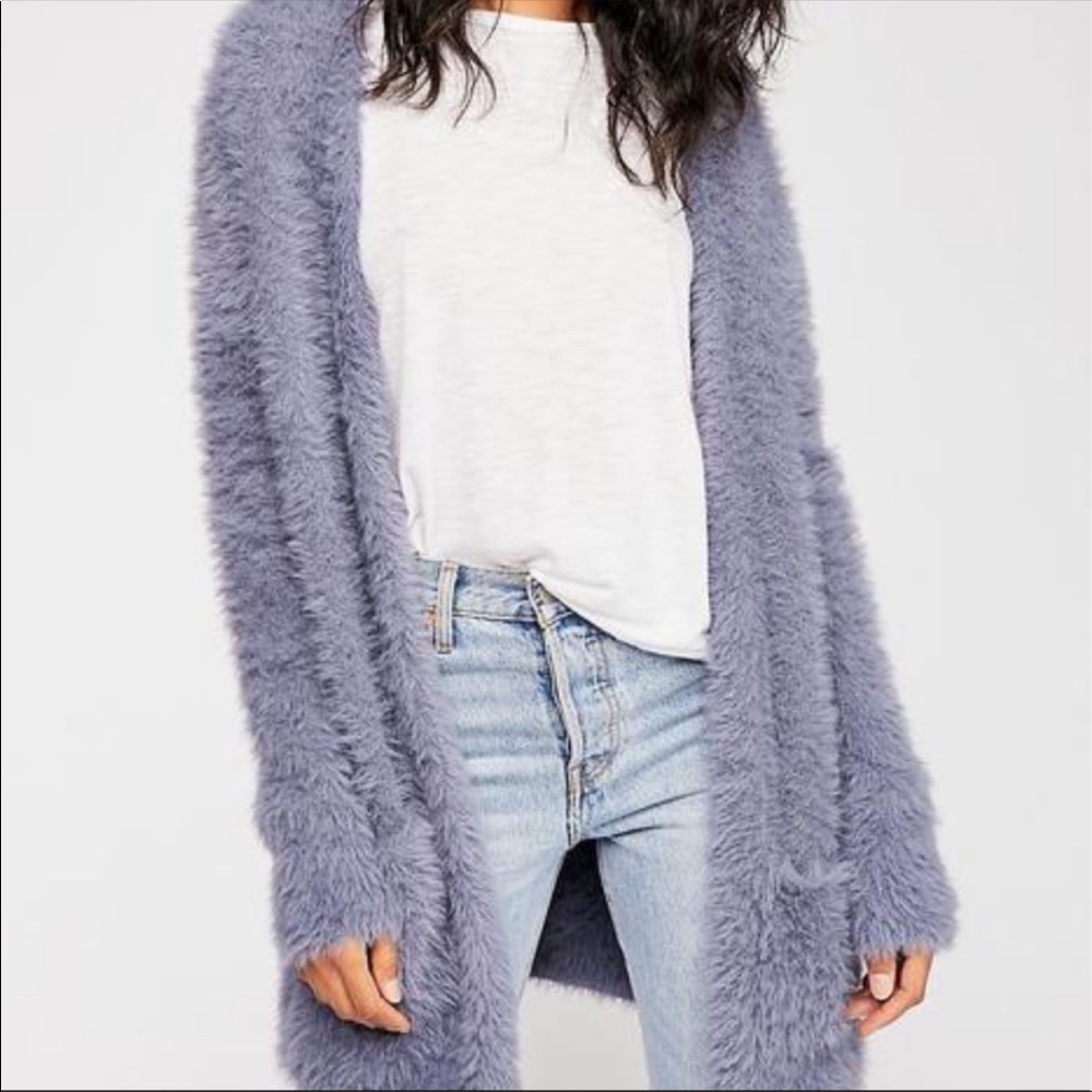 Free People faux fur cardigan